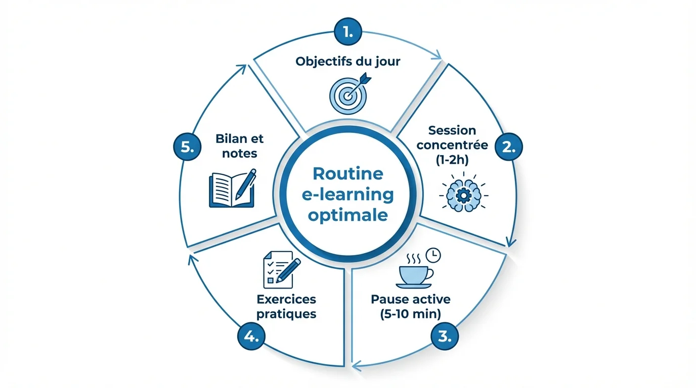 Schéma d'une routine d'apprentissage en ligne optimale avec planification hebdomadaire