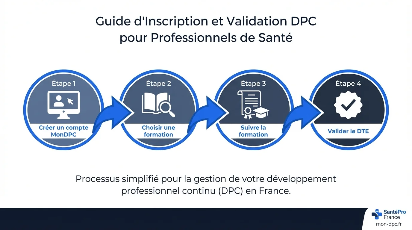 Étapes d'inscription et de validation d'une action DPC sur MonDPC