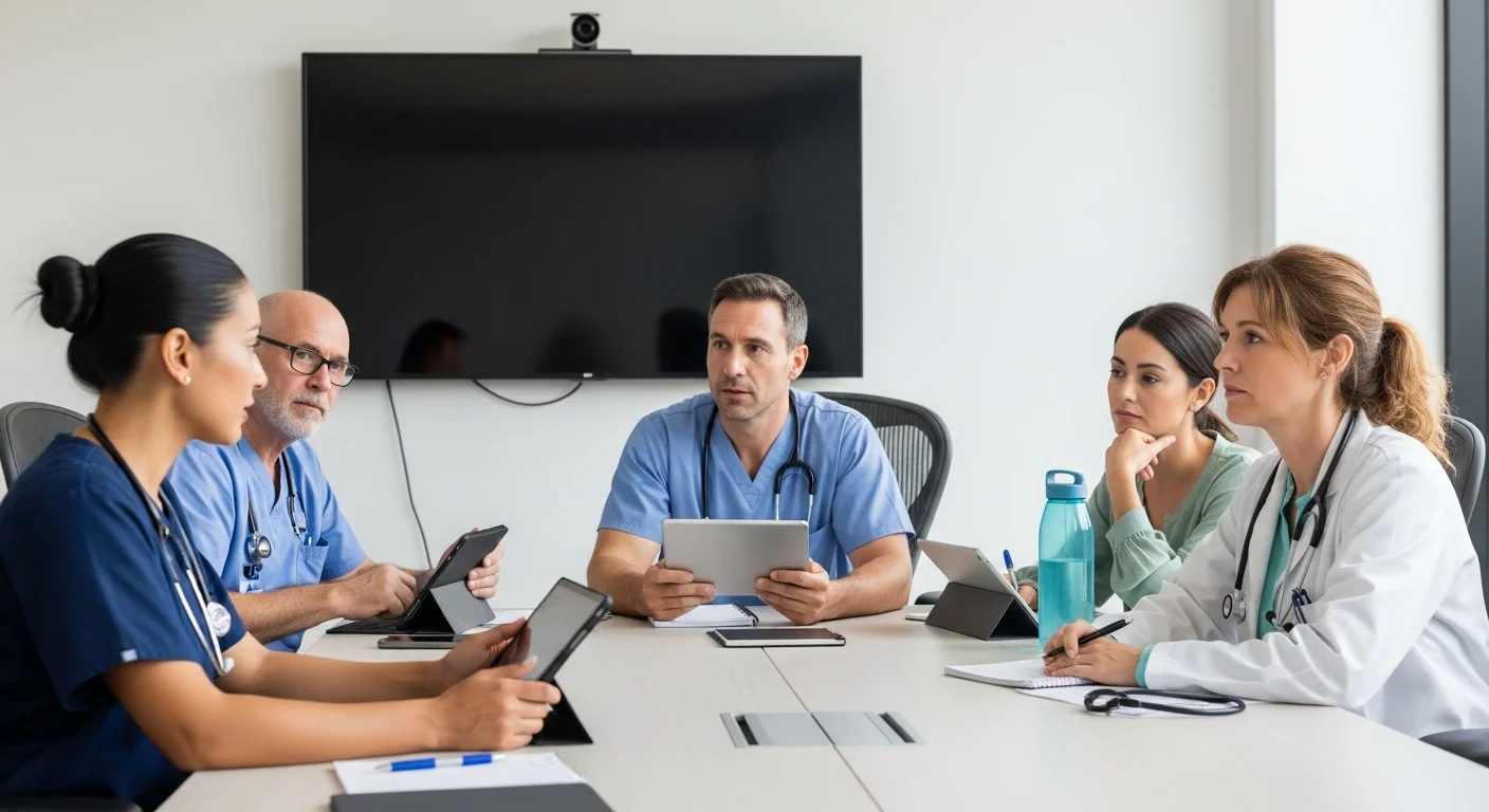 Groupe de professionnels de santé en session de formation DPC présentielle