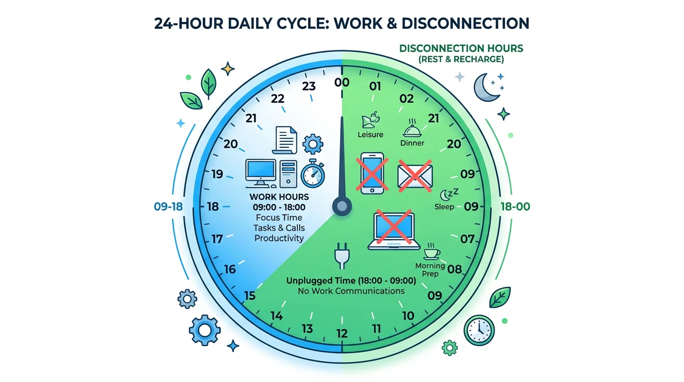 Infographie horloge 24h plages de travail et de déconnexion