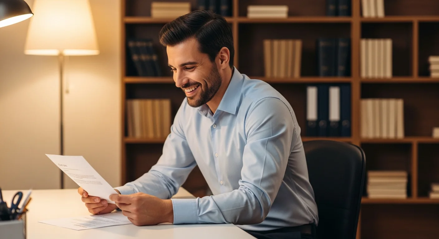 Recruteur lisant une lettre de motivation alternance avec intérêt