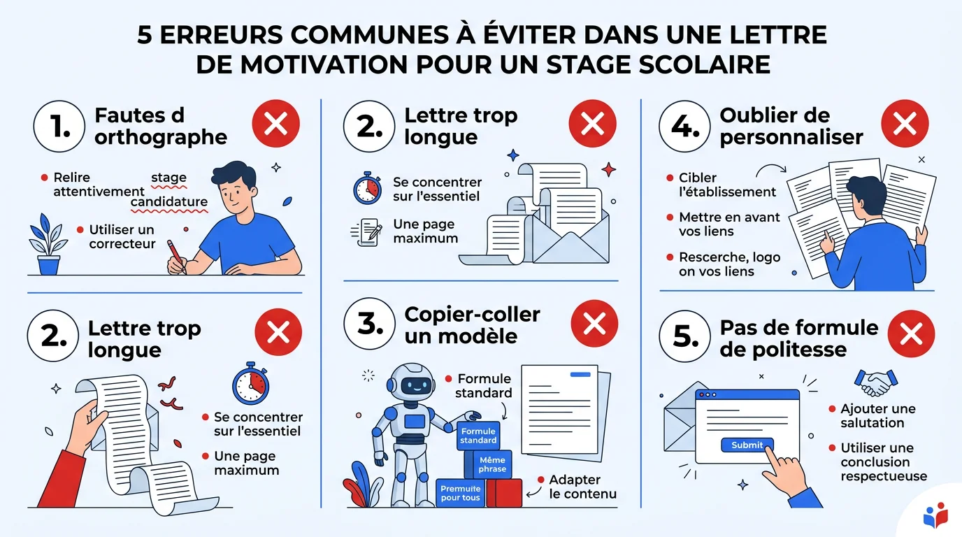 Les 5 erreurs classiques à éviter dans une lettre de motivation de stage