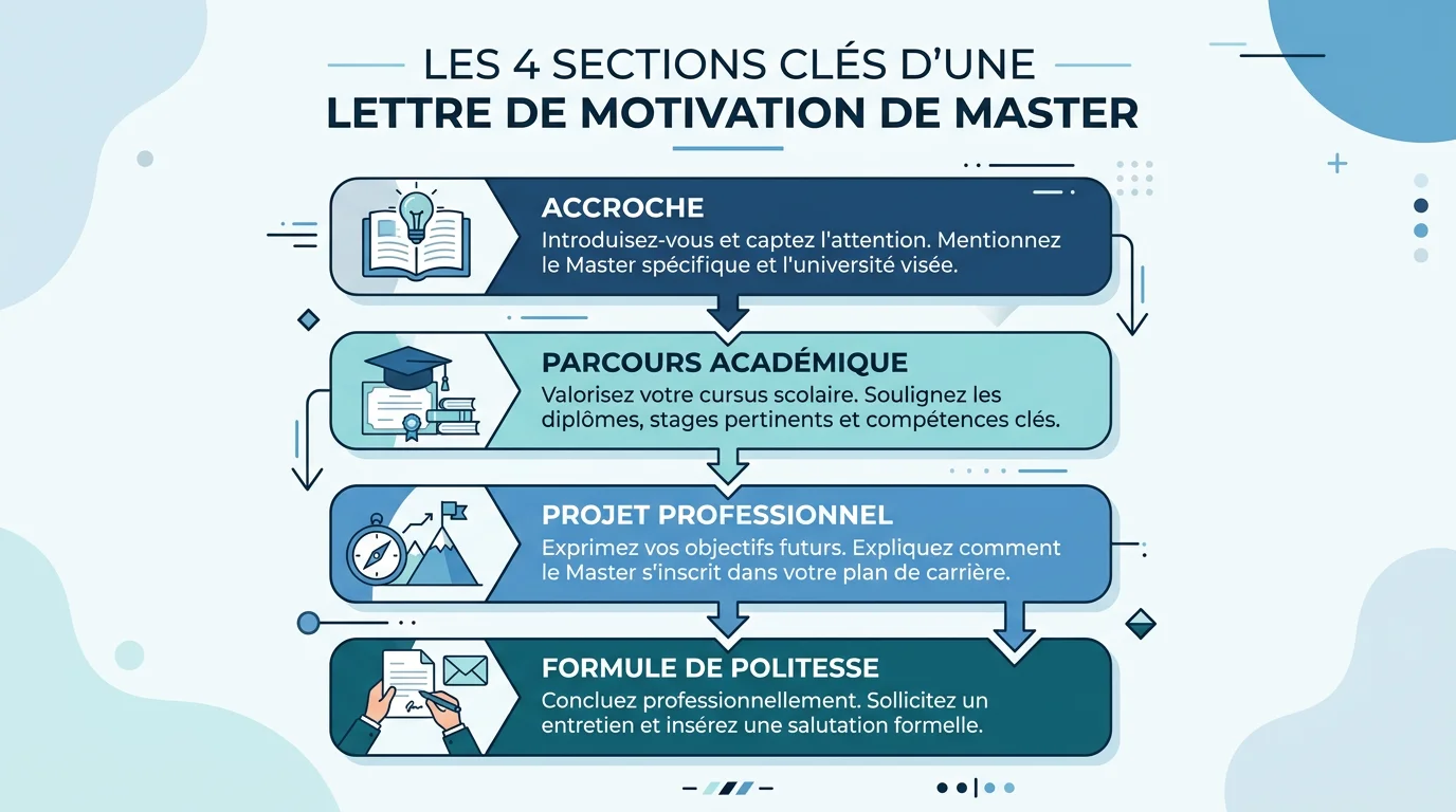 Structure en 4 paragraphes d'une lettre de motivation master