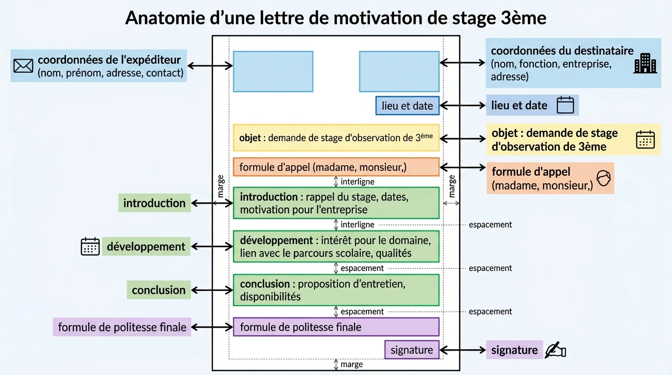 Anatomie d'une lettre de motivation de stage 3ème