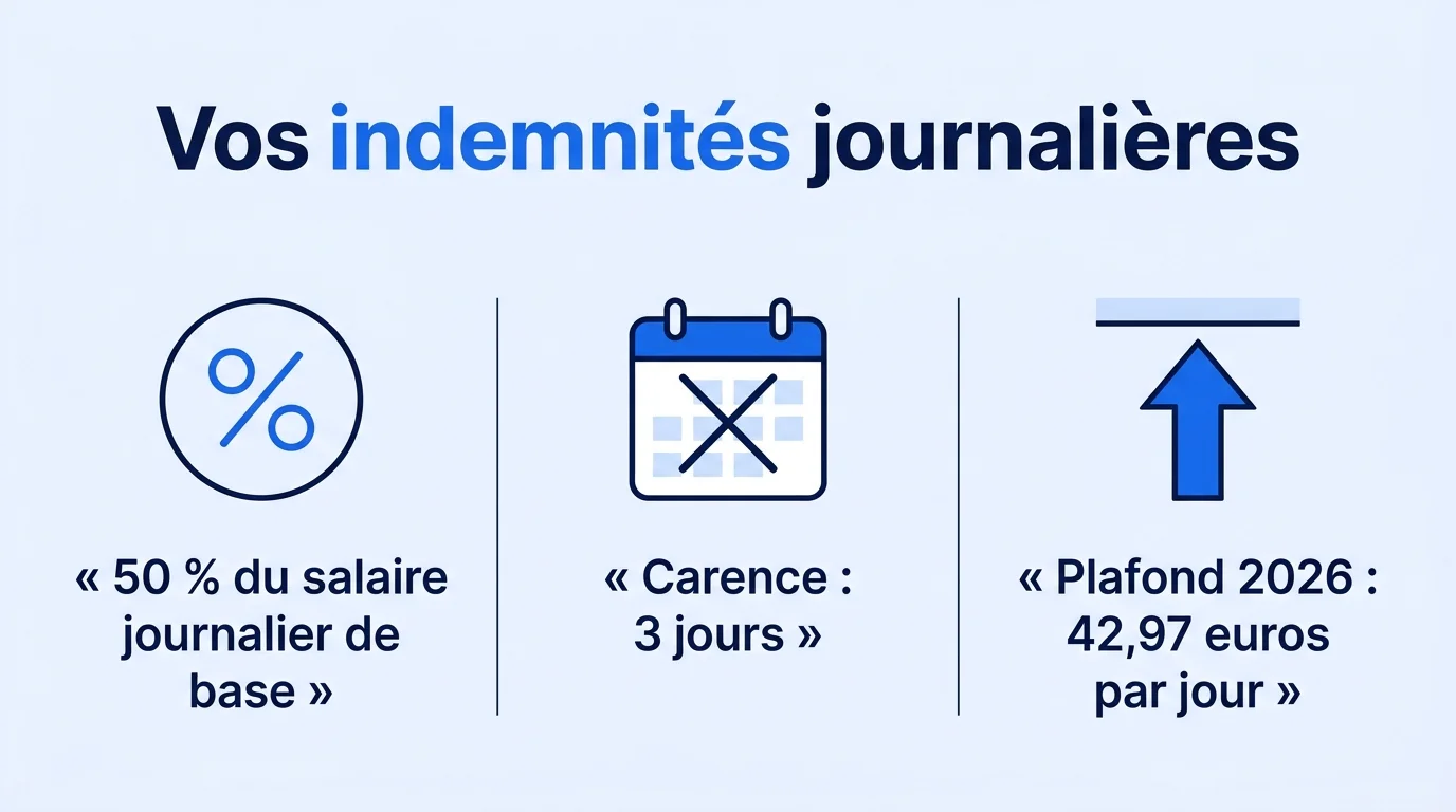 Montant, carence et plafond 2026 des indemnités journalières de la Sécurité sociale