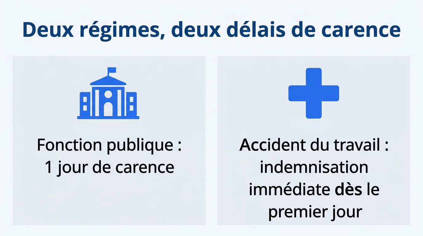 Comparaison des régimes : 1 jour de carence dans la fonction publique, indemnisation dès le premier jour en accident du travail