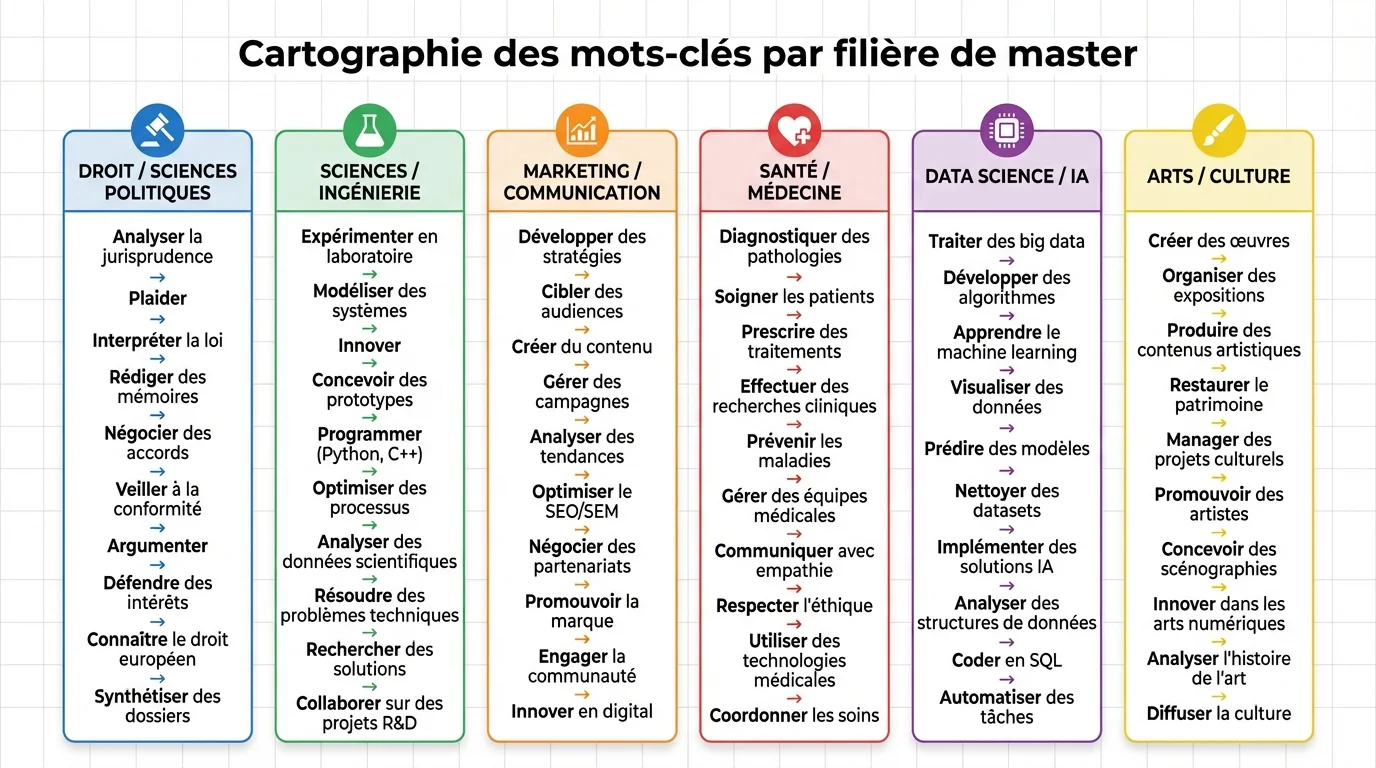 Cartographie des mots-clés par filière de master