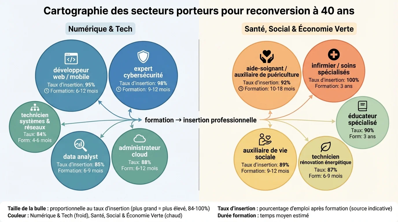 Cartographie des secteurs porteurs pour reconversion à 40 ans