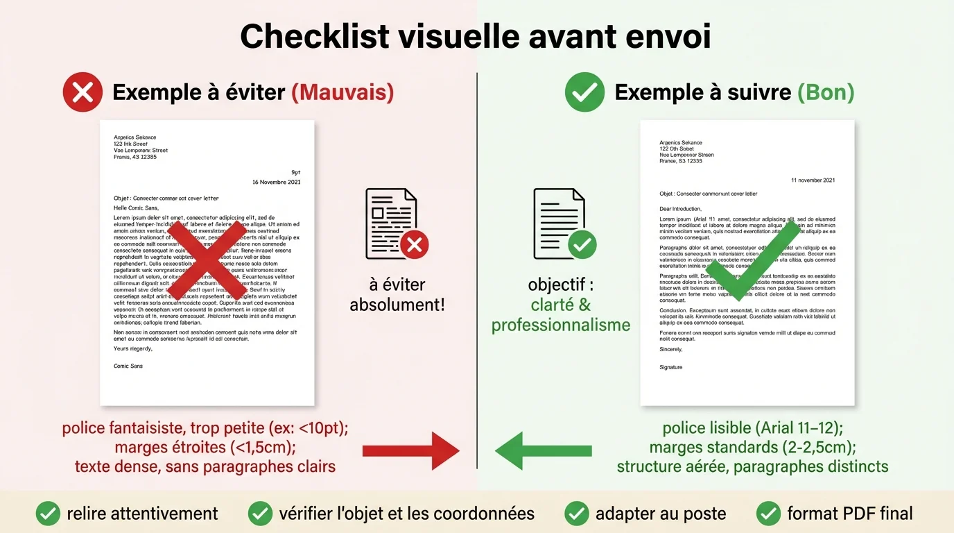 Checklist visuelle avant envoi