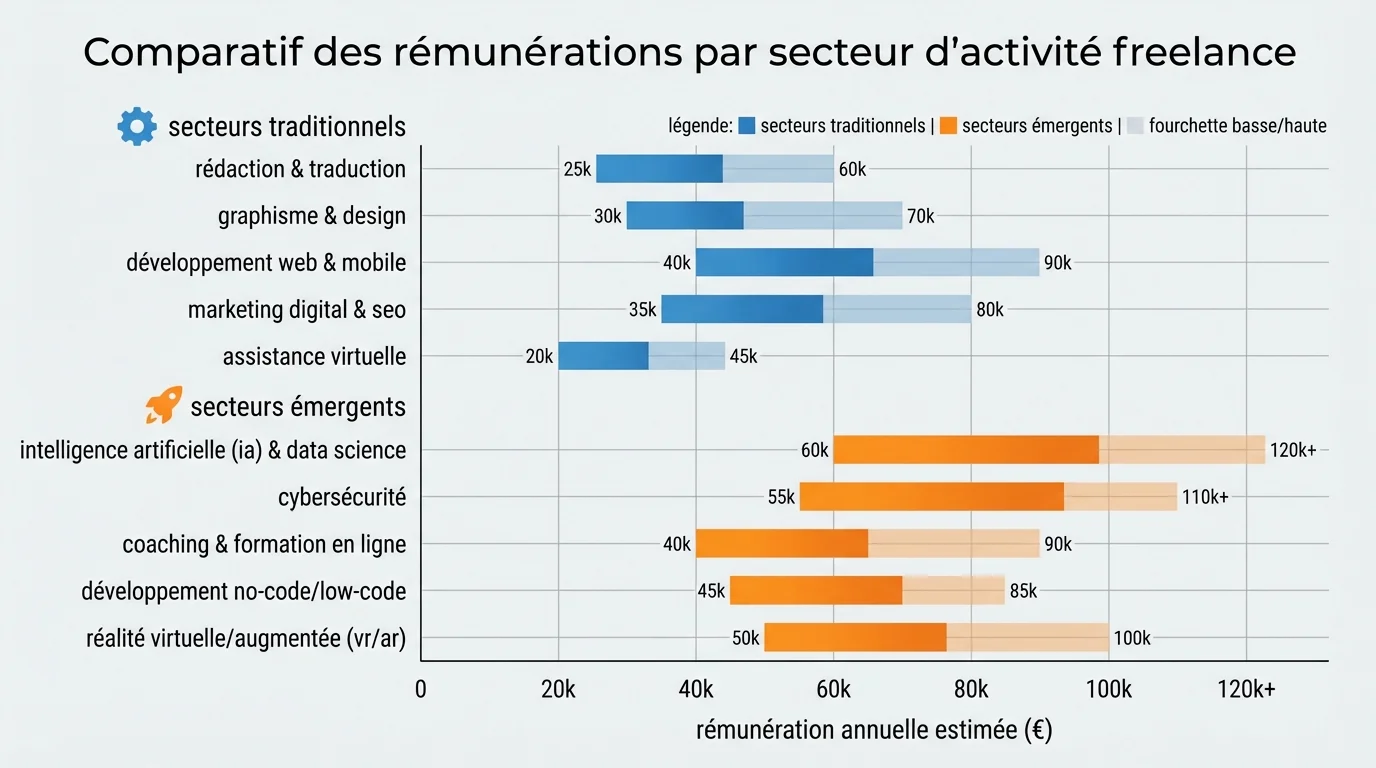 Comparatif des rémunérations par secteur d'activité freelance