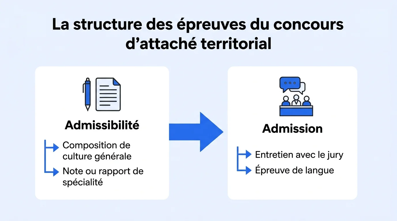 Structure des epreuves du concours d'attache territorial : admissibilite ecrite puis admission orale