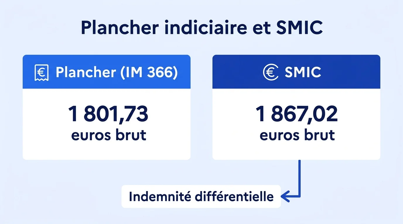 Comparaison entre le plancher indiciaire de la catégorie C et le SMIC avec indemnité différentielle