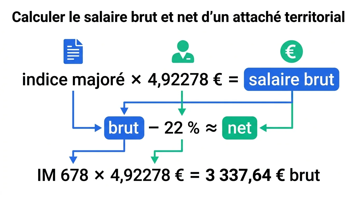 Calcul du salaire brut et net d'un attaché territorial