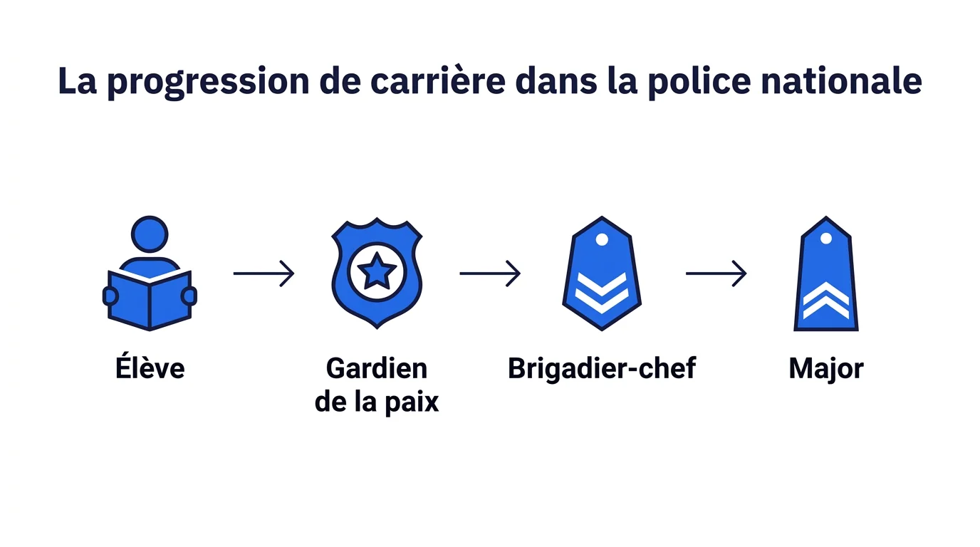 Étapes de la progression de carrière dans la police nationale, d'élève à major
