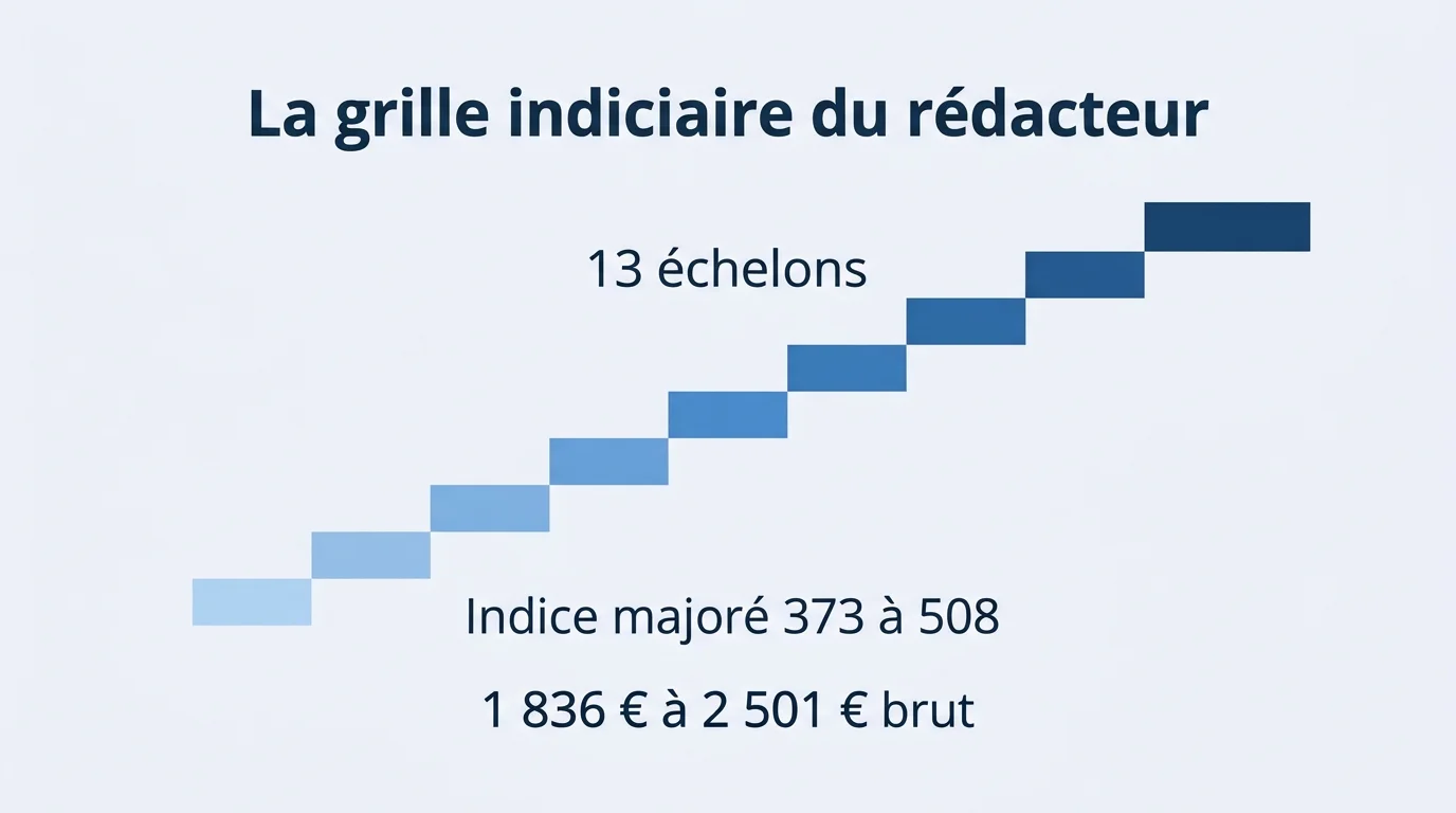 Grille des 13 échelons du rédacteur territorial