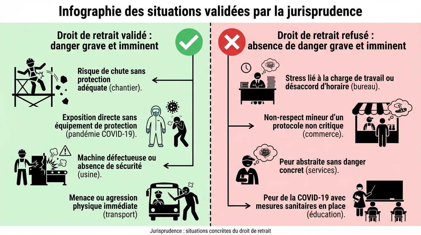 Infographie des situations validées par la jurisprudence