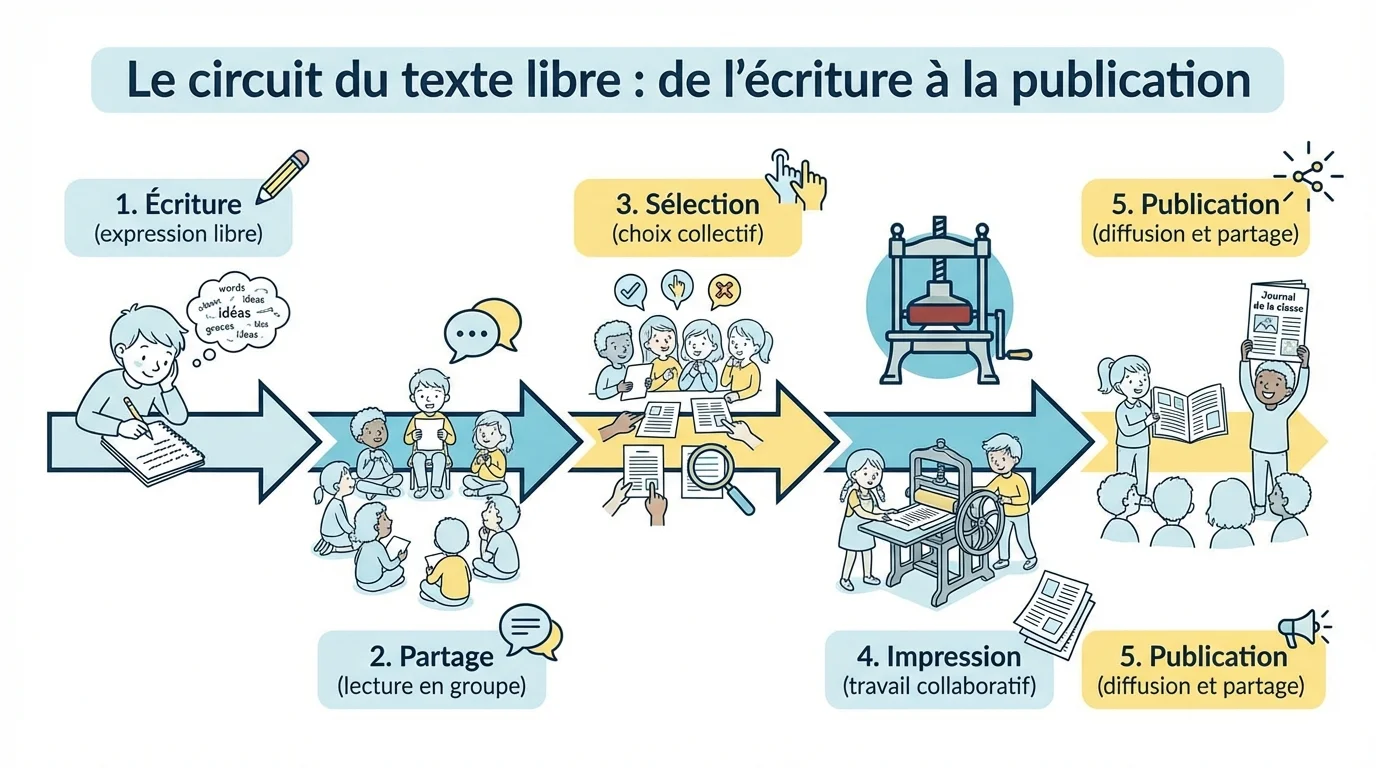 Le circuit du texte libre : de l'écriture à la publication