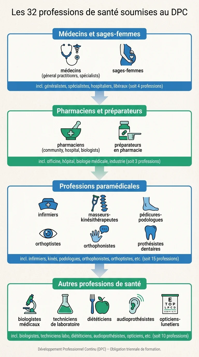 Les 32 professions de santé soumises au DPC
