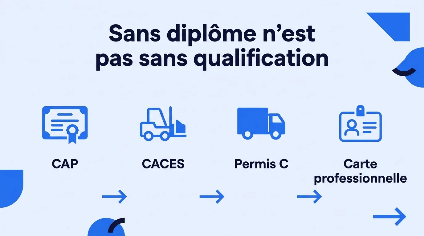 Sans diplôme ne veut pas dire sans qualification : CAP, CACES, permis C, carte professionnelle