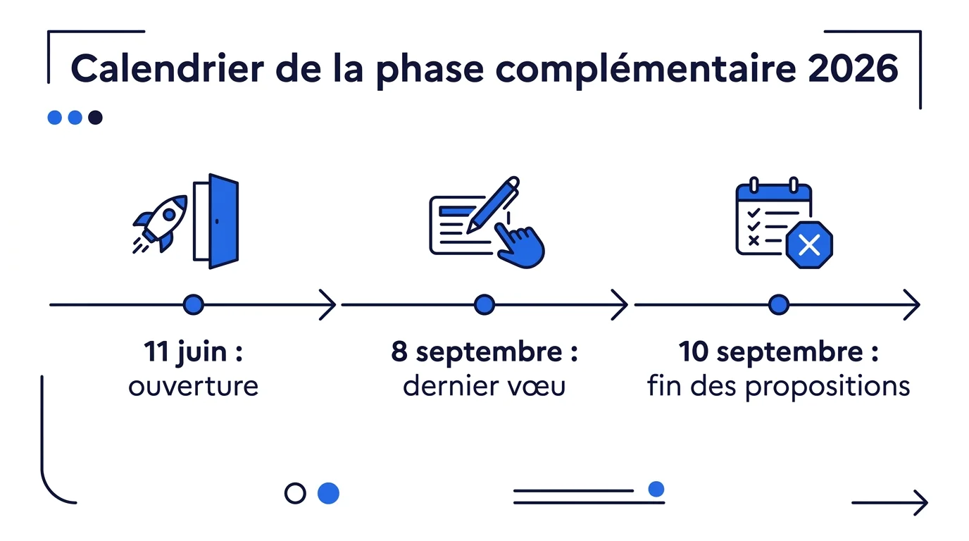 Calendrier de la phase complémentaire Parcoursup 2026 : ouverture, dernier vœu et fin des propositions