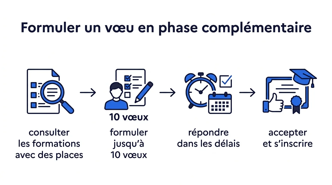 Les 4 étapes pour formuler un vœu en phase complémentaire Parcoursup
