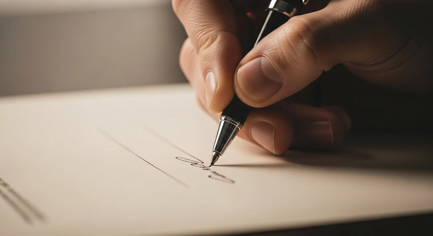 Signature d'une convention de rupture conventionnelle au stylo