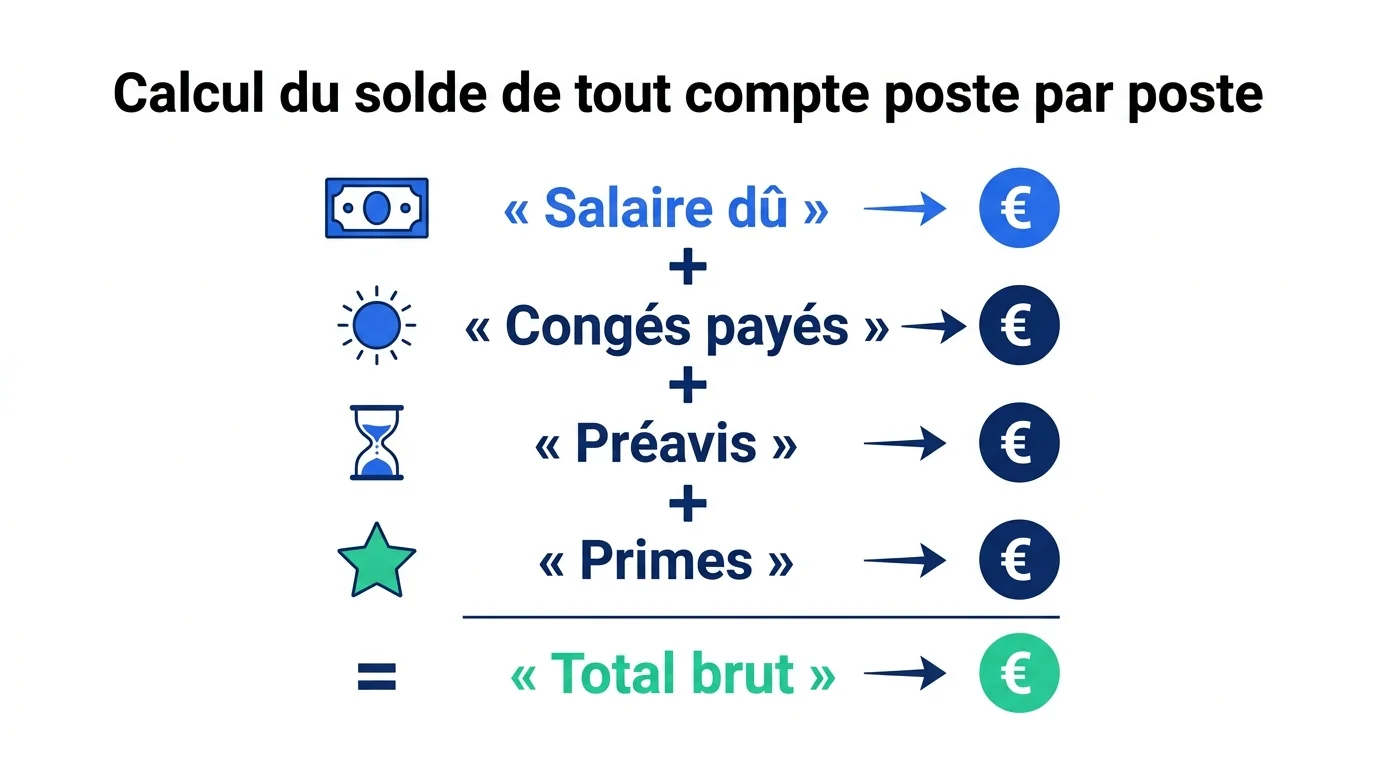 Calcul du solde de tout compte poste par poste