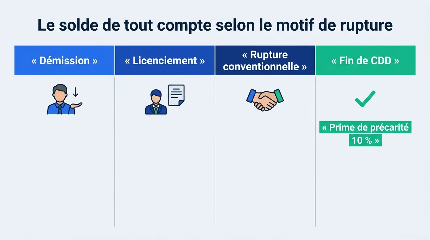 Le solde de tout compte selon le motif de rupture