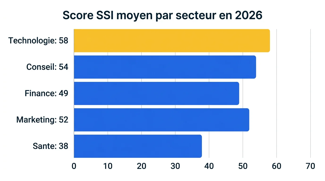 Graphique comparatif du score SSI moyen par secteur en 2026
